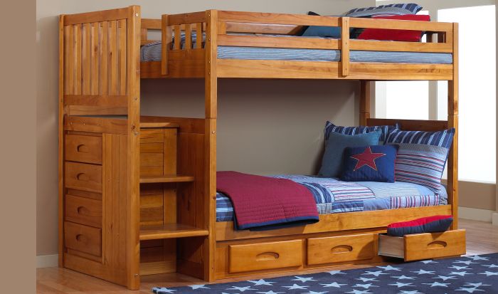 Layla Bunk Bed with Stairs and Storage Drawers