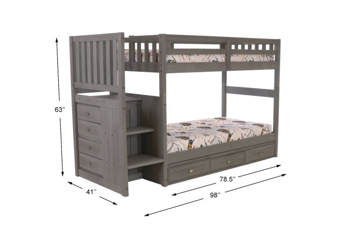 Layla Bunk Bed with Stairs and Storage Drawers