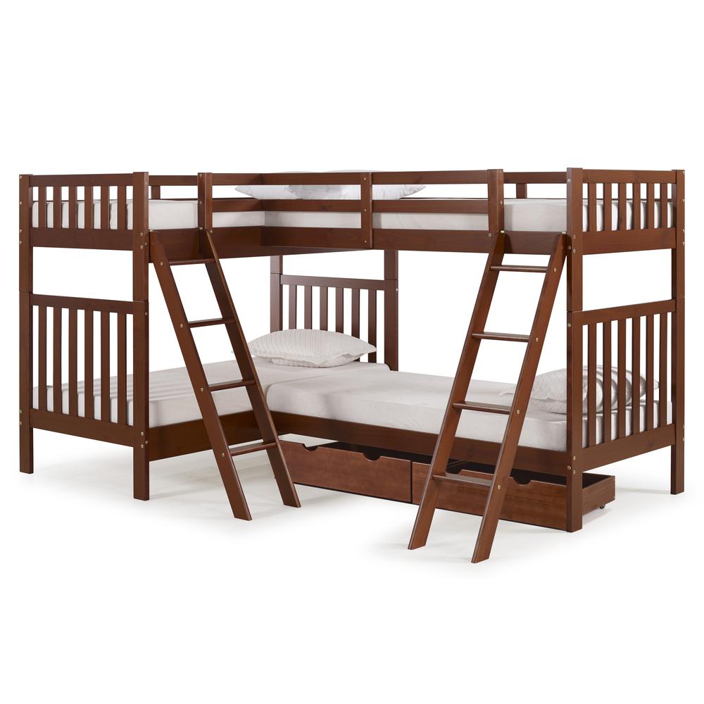 Bellamy Quad Bunk Beds in Chetsnut with Storage