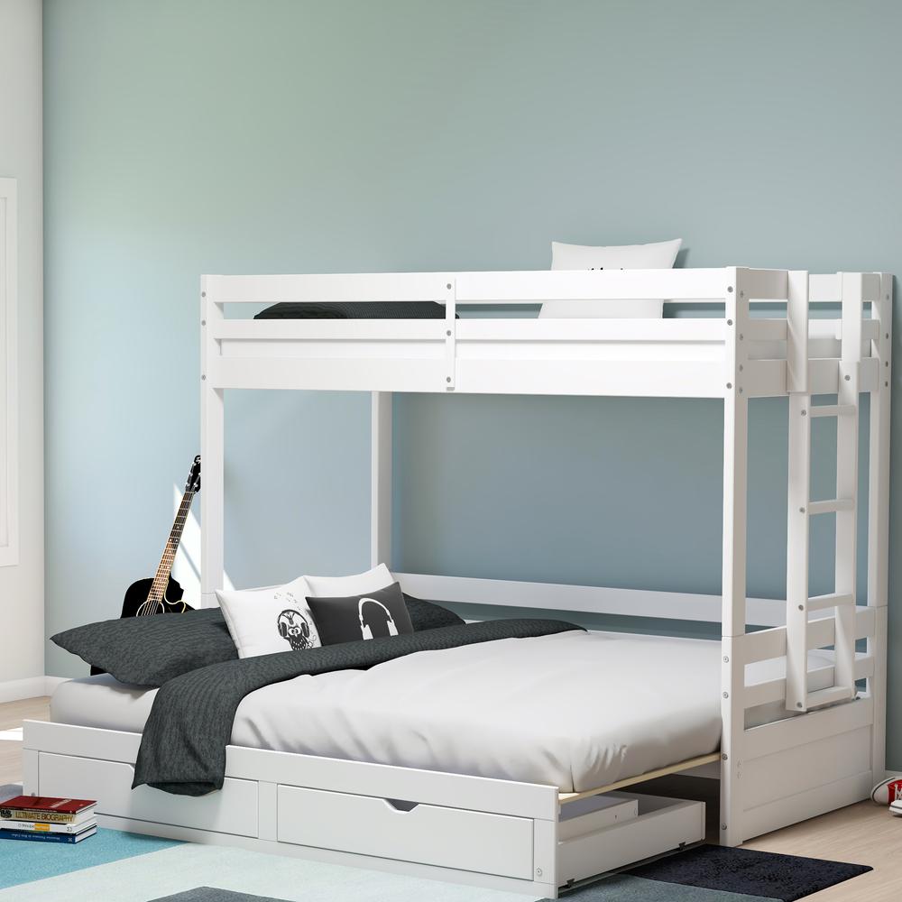 Violet Twin over King Bunk Bed with Storage in White