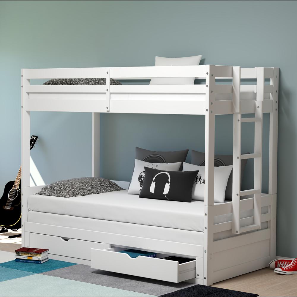 Violet Twin over King Bunk Bed with Storage in White