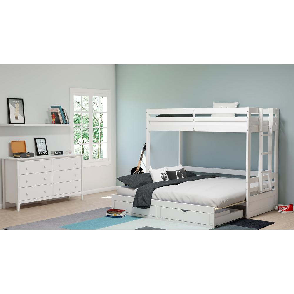 Violet Twin over King Bunk Bed with Storage in White
