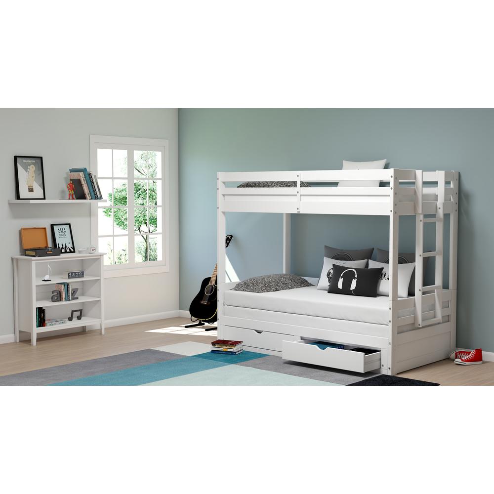 Violet Twin over King Bunk Bed with Storage in White