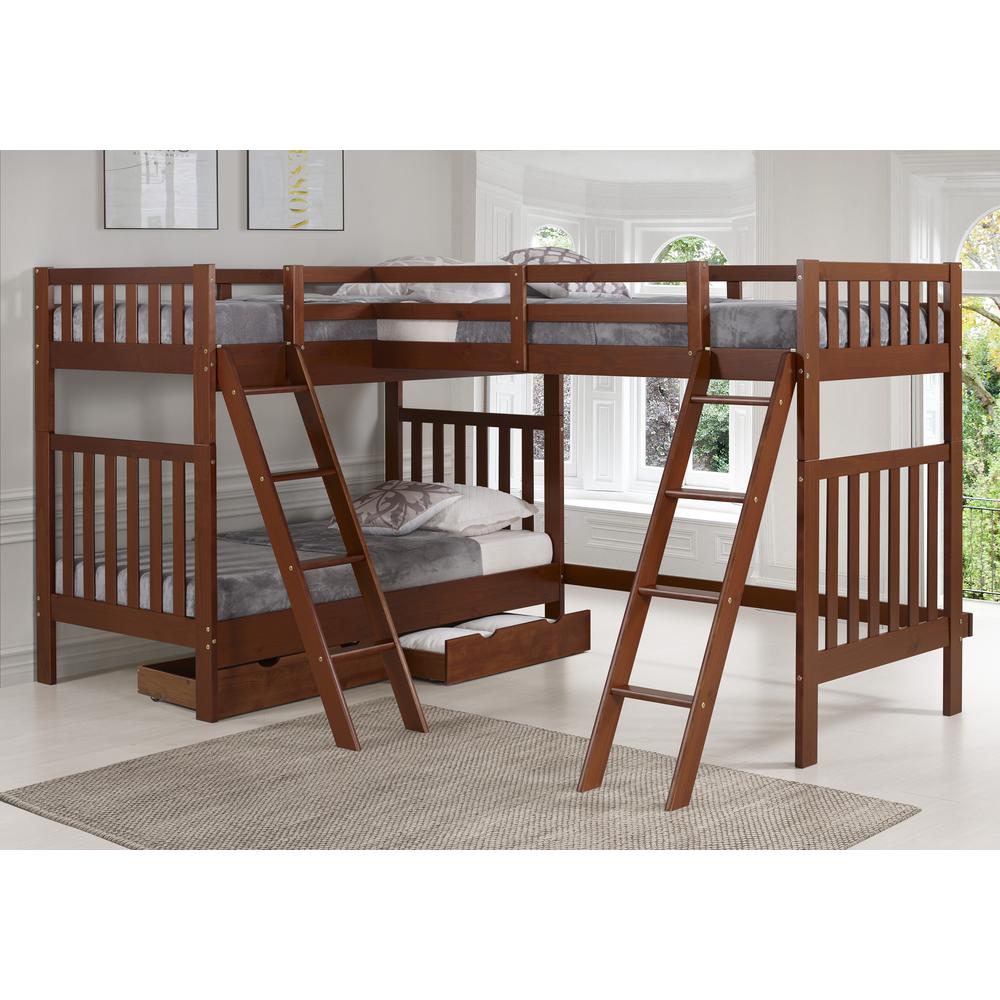 Austin 3 Bunk Bed in Chetsnut with Storage