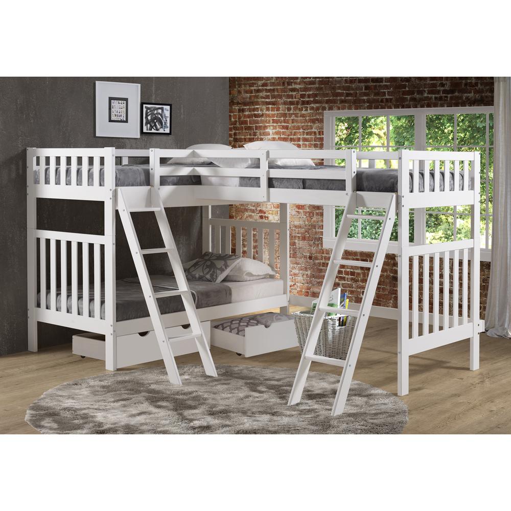 Austin 3 Bunk Bed in White with Storage