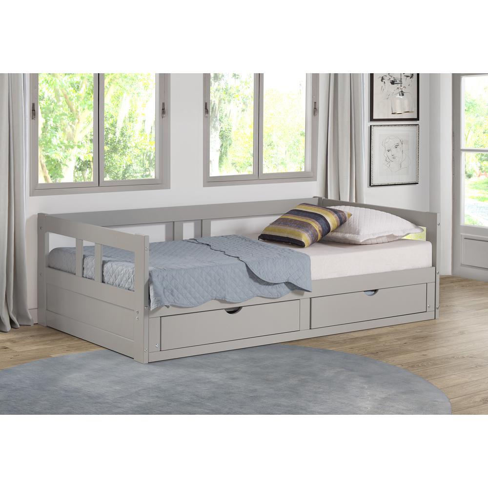 Rowan Twin to King Extendable Day Bed in Gray