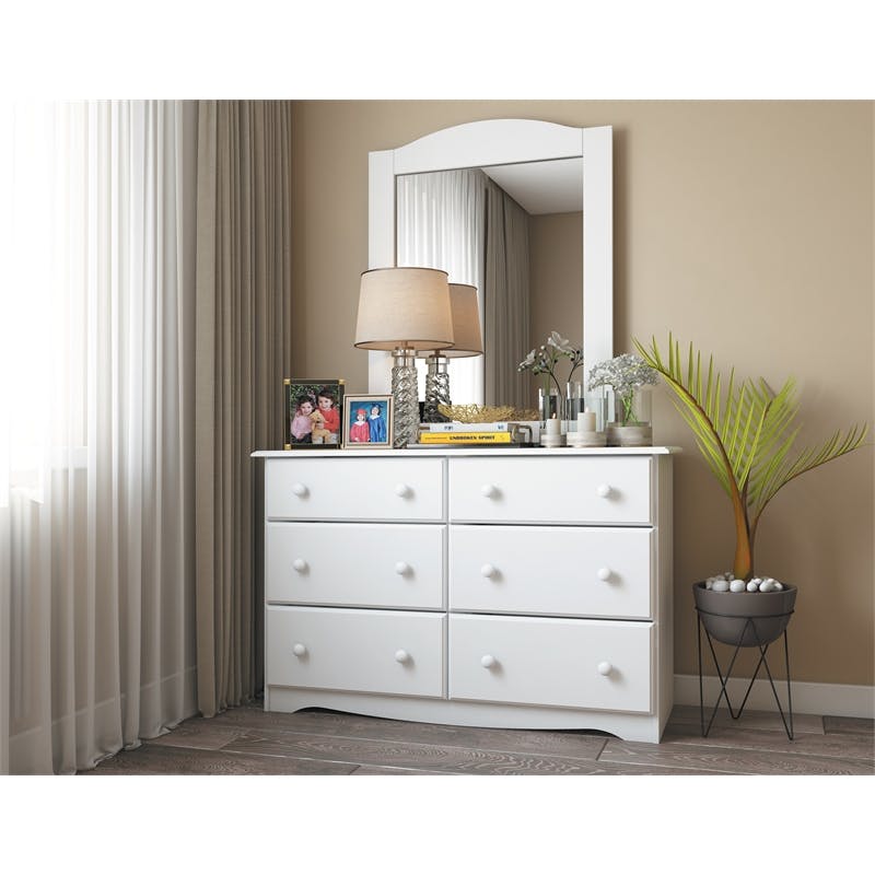 Amara Mirror for White 6 Drawer Dresser
