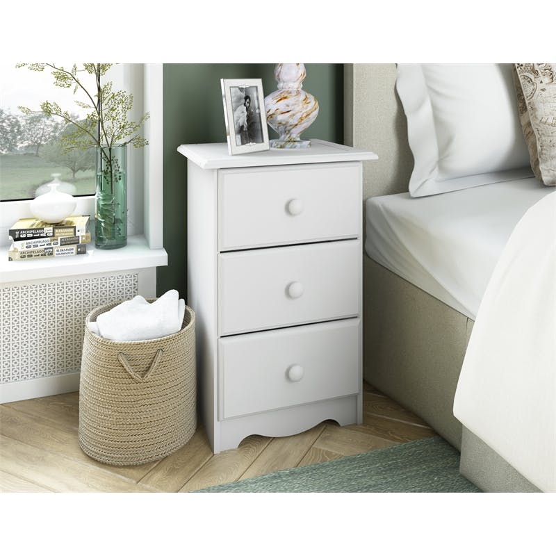 Amara White Nightstand with Drawers