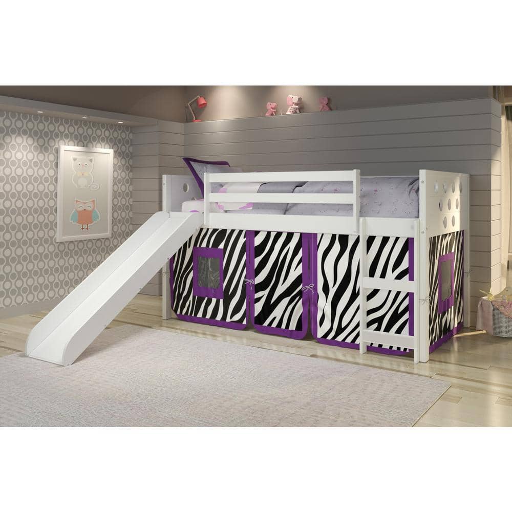 Aria Loft Bed with Slide & Zebra Tent