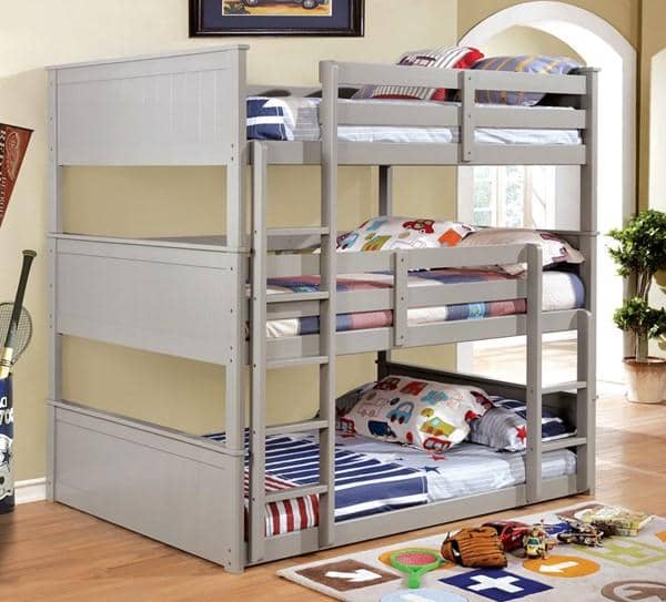 Aubrey Grey Triple Bunk Bed in Twin