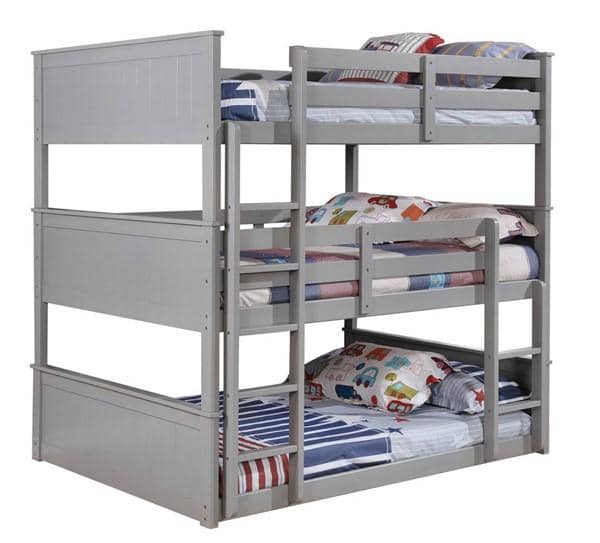 Aubrey Grey Triple Bunk Bed in Twin