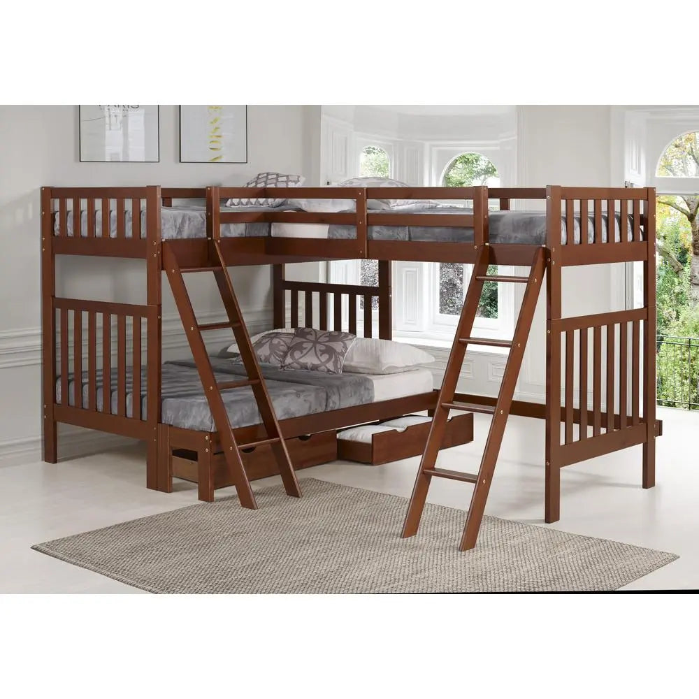 Ella Quadruple Bunks in Chestnut