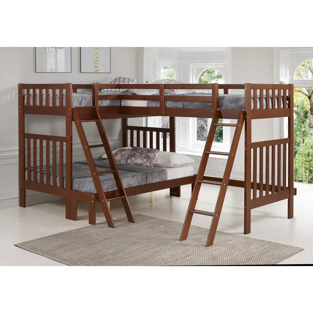 Ella Quadruple Bunks in Chestnut