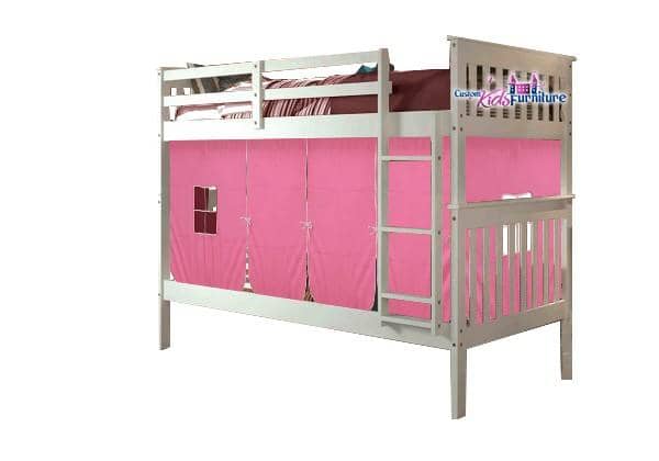 Aurora White Bunk Bed for Girls with Tent