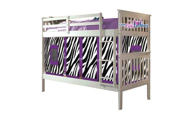 Aurora White Bunk Bed for Girls with Tent