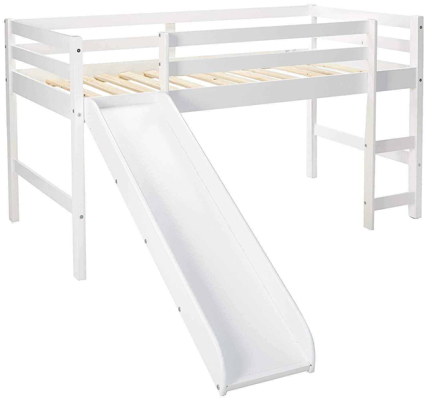 Bailey White Loft Bed with Slide