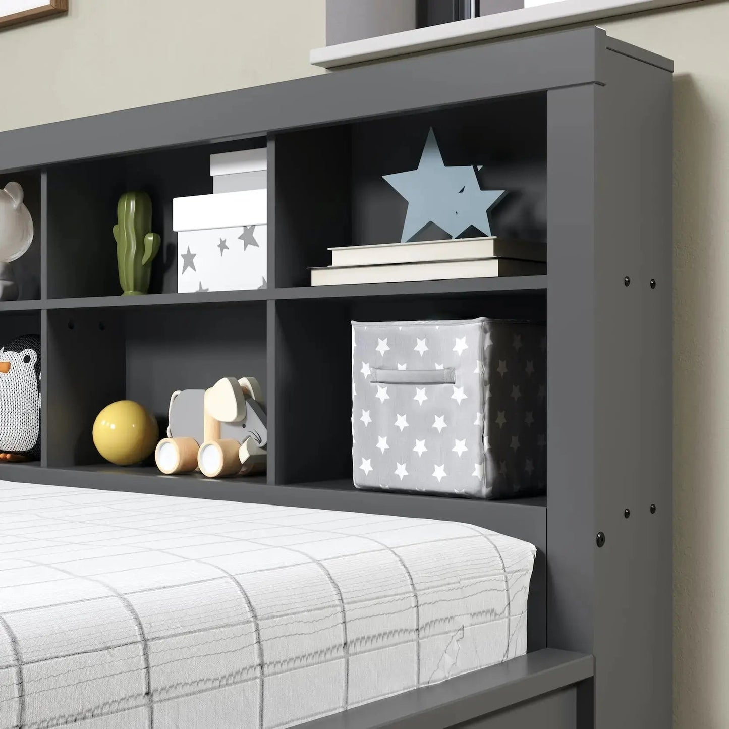 Bo Full Size Trundle Bed with Bookcase Headboard