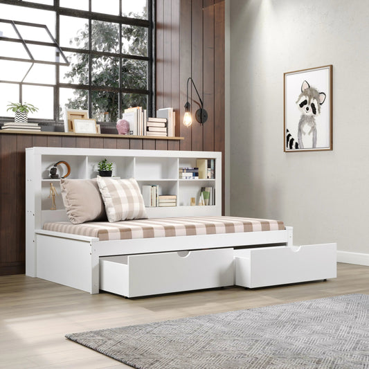 Bo Twin Captains Bed with Storage and Bookcase Headboard