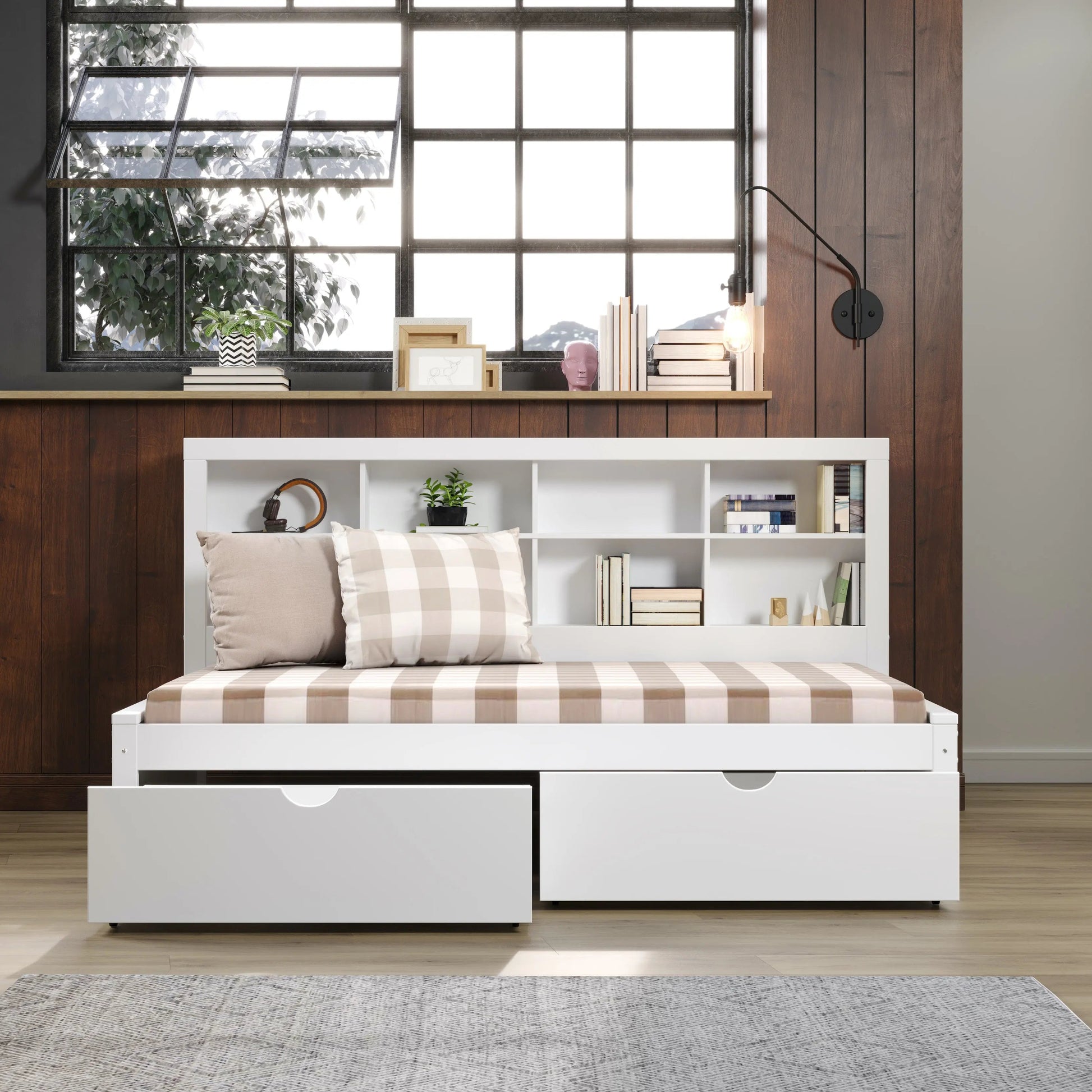 Bo Twin Captains Bed with Storage and Bookcase Headboard