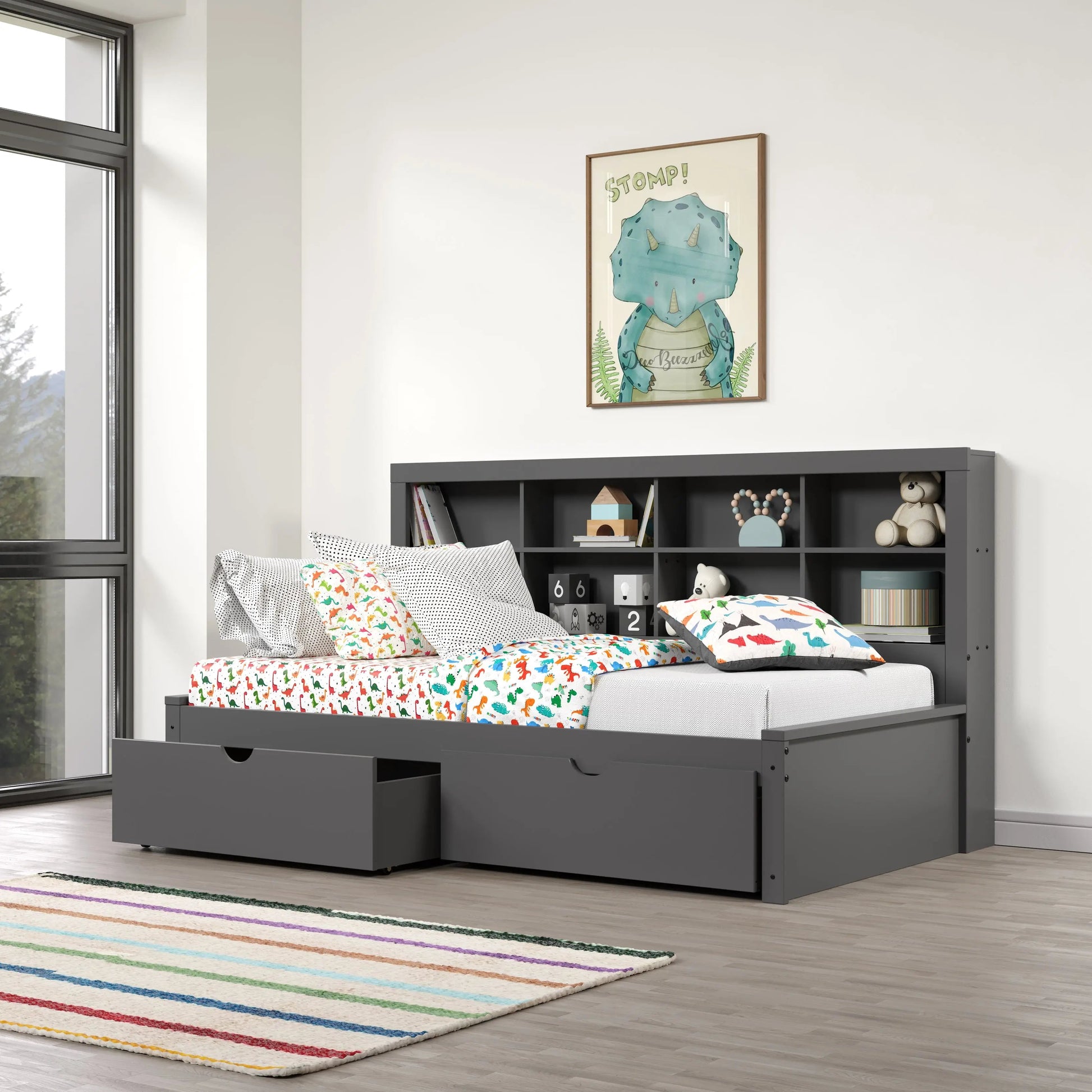 Bo Twin Storage Bed with Bookcase Headboard