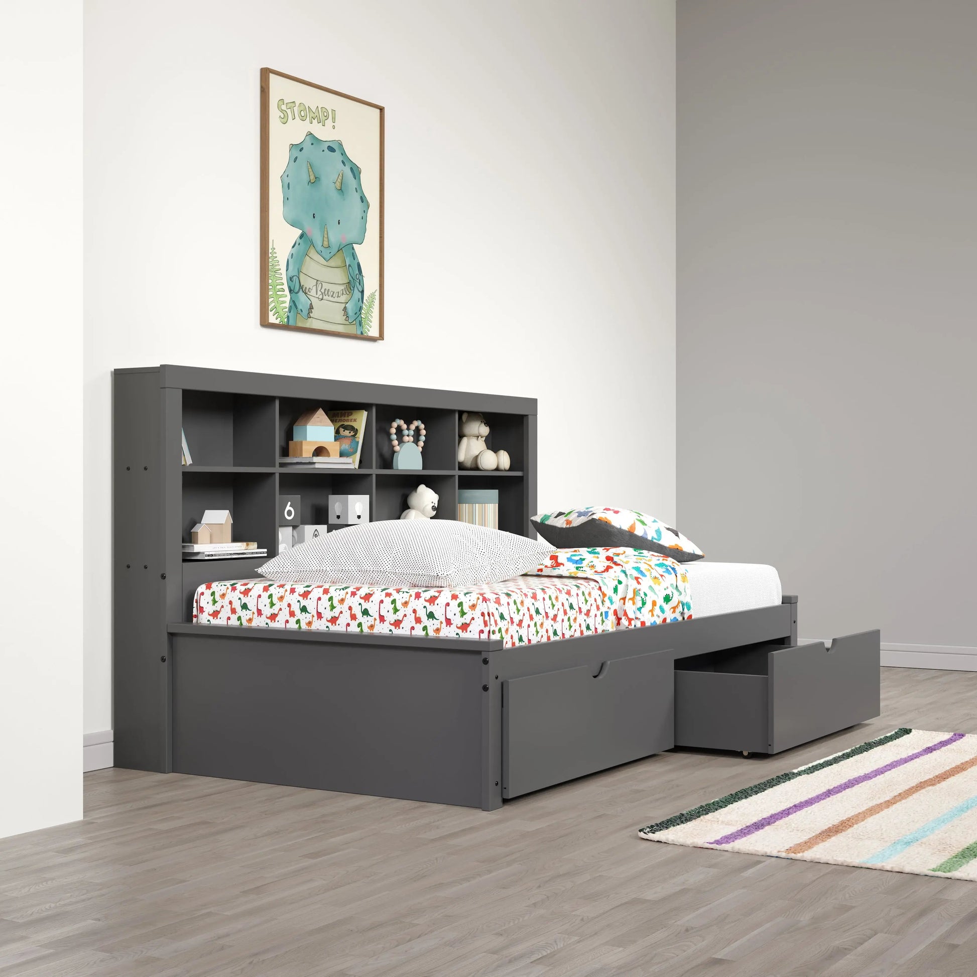 Bo Twin Storage Bed with Bookcase Headboard