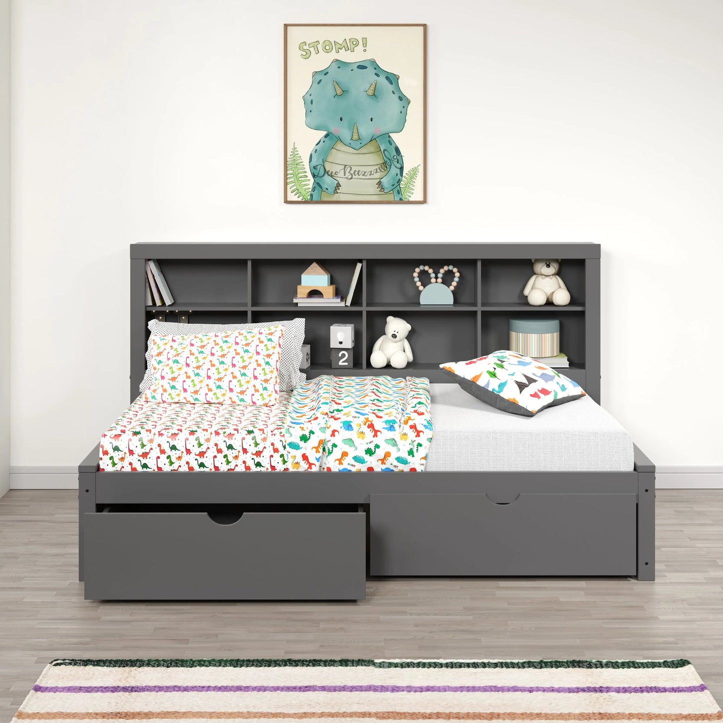 Bo Twin Storage Bed with Bookcase Headboard