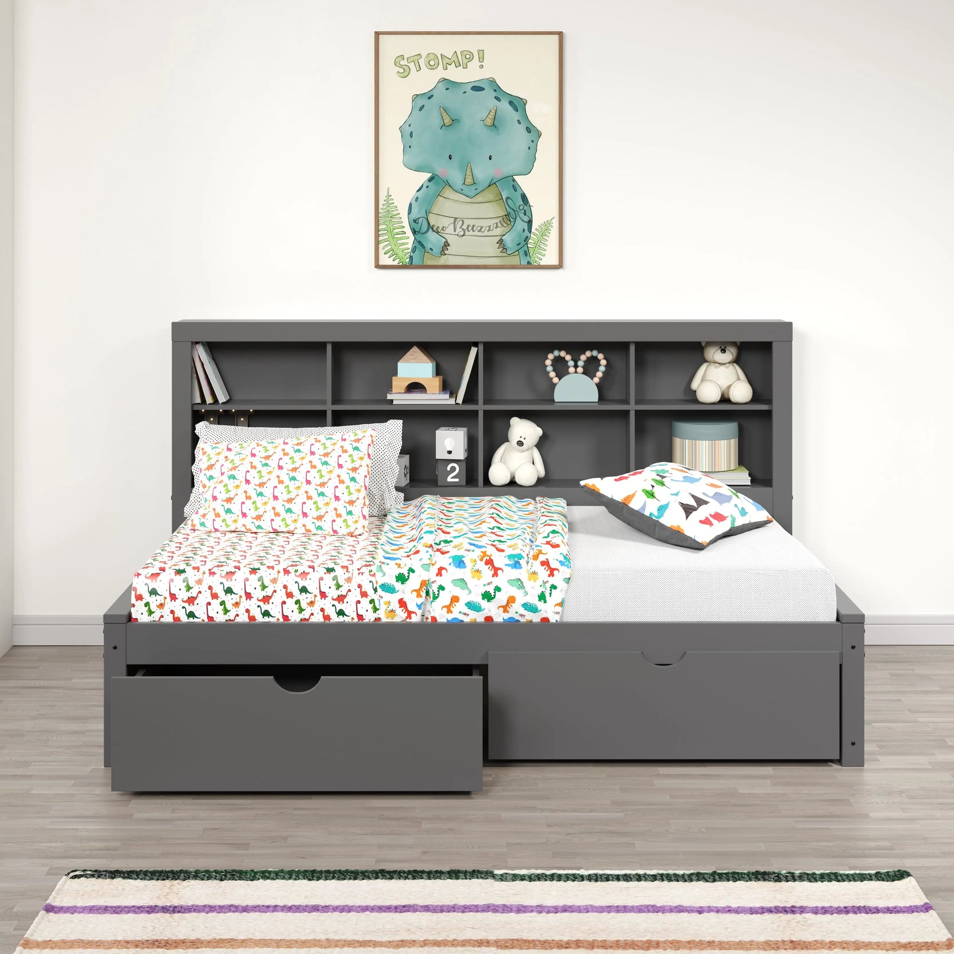 Bo Twin Storage Bed with Bookcase Headboard