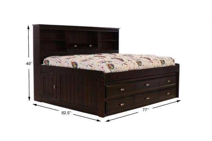 Claire Full Size Espresso Storage Bed