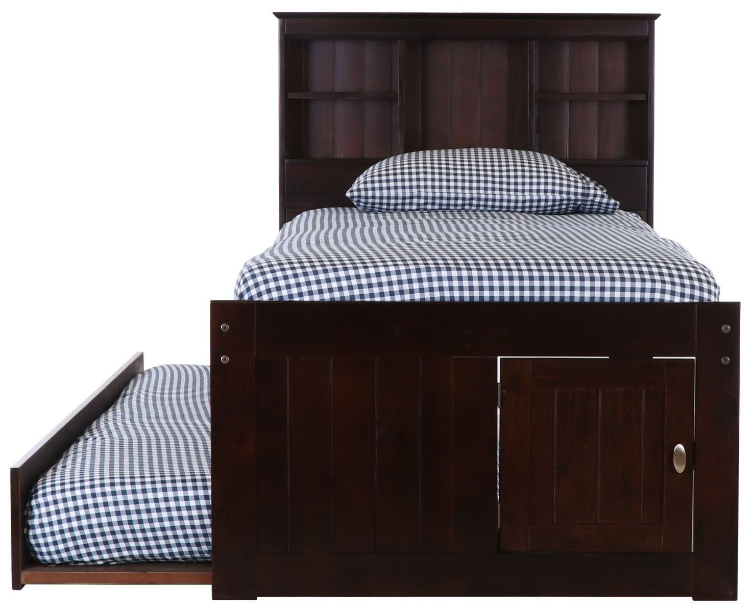 Addison Espresso Twin Captains Bed with Bookcase Headboard