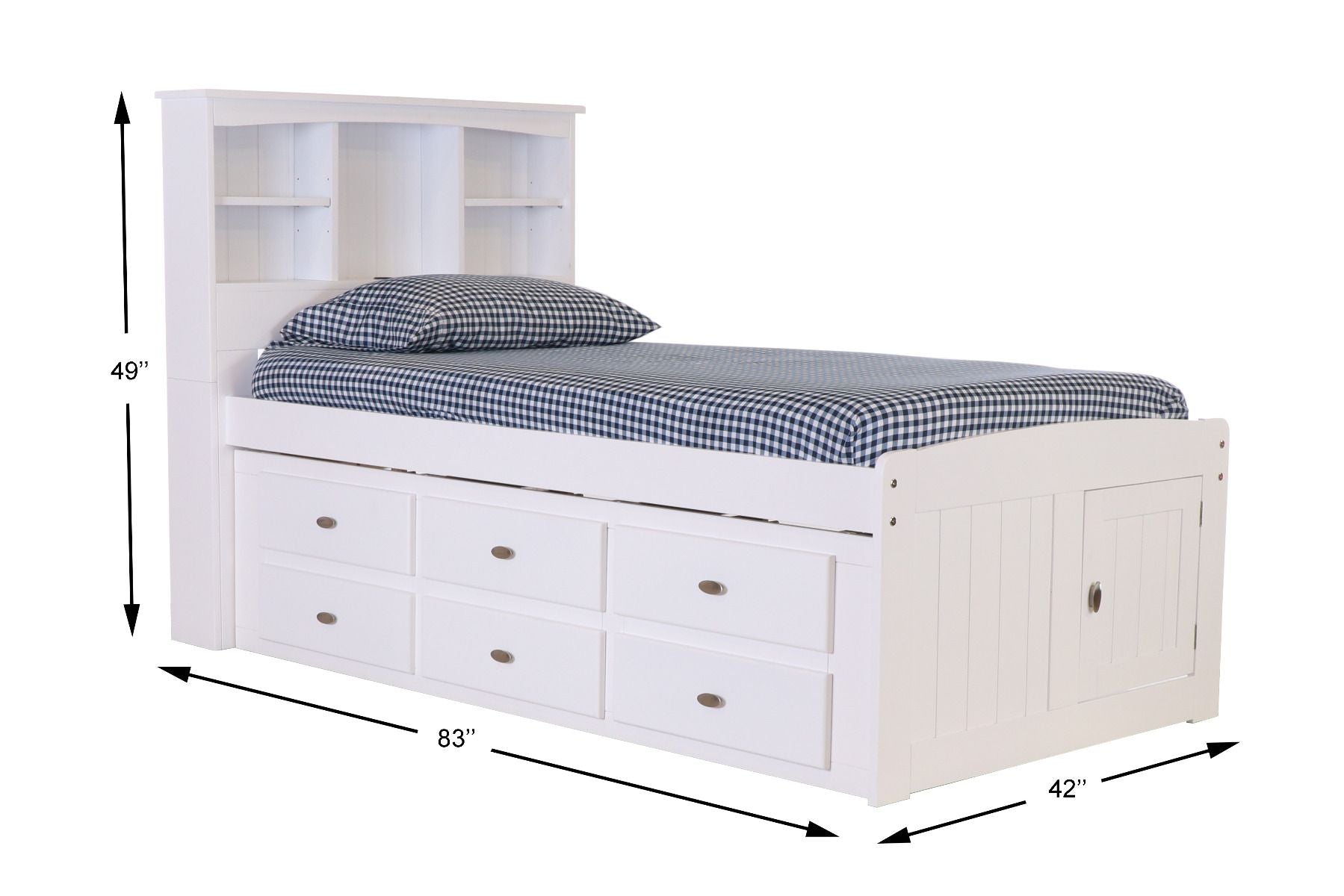 Addison Twin Captains Bed with Bookcase Headboard