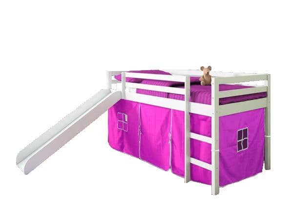 Elena Loft Bed with Slide and Pink Tent