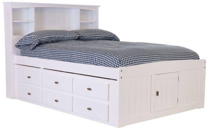 Elizabeth White Full Size Captains Bed with Storage Drawers