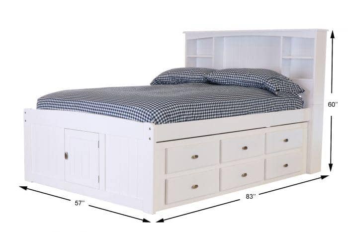 Elizabeth White Full Size Captains Bed with Storage Drawers