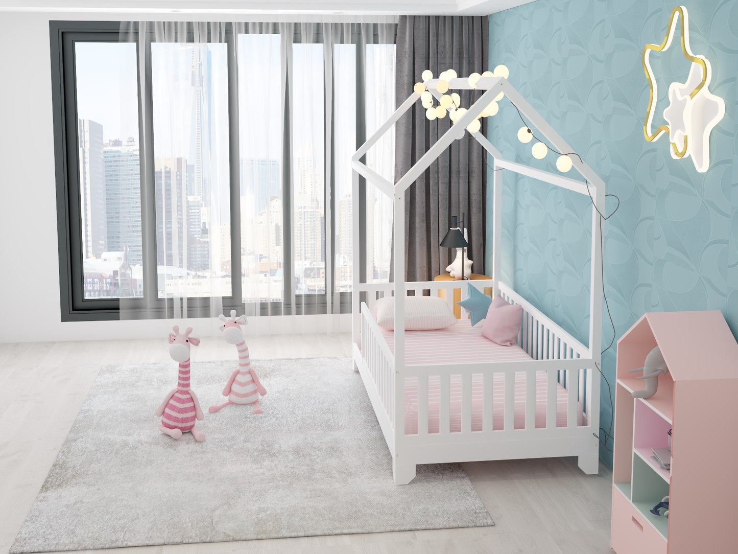 Aiden Toddler House Bed with Rails