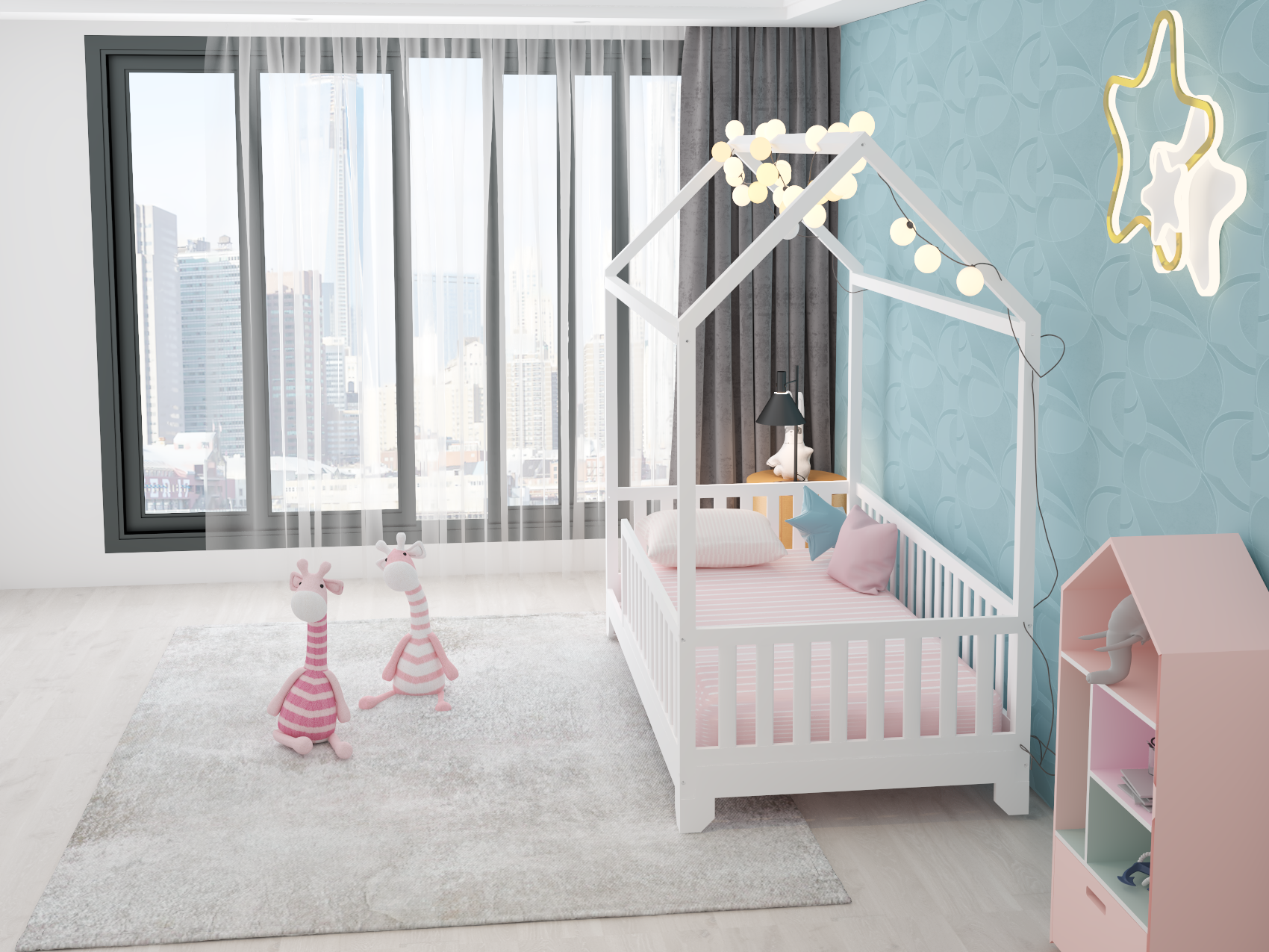 Aiden Toddler House Bed with Rails