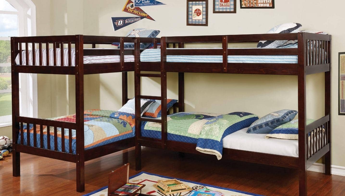 Hannah Cappuccino Corner Quadruple Bunk Bed