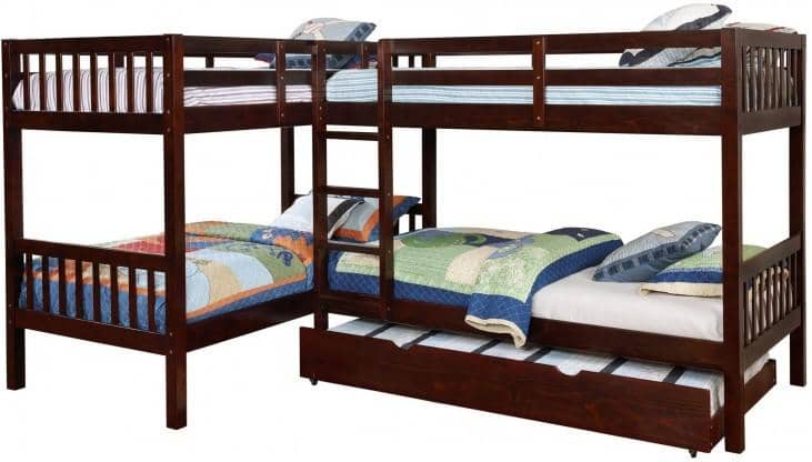 Hannah Cappuccino Corner Quadruple Bunk Bed