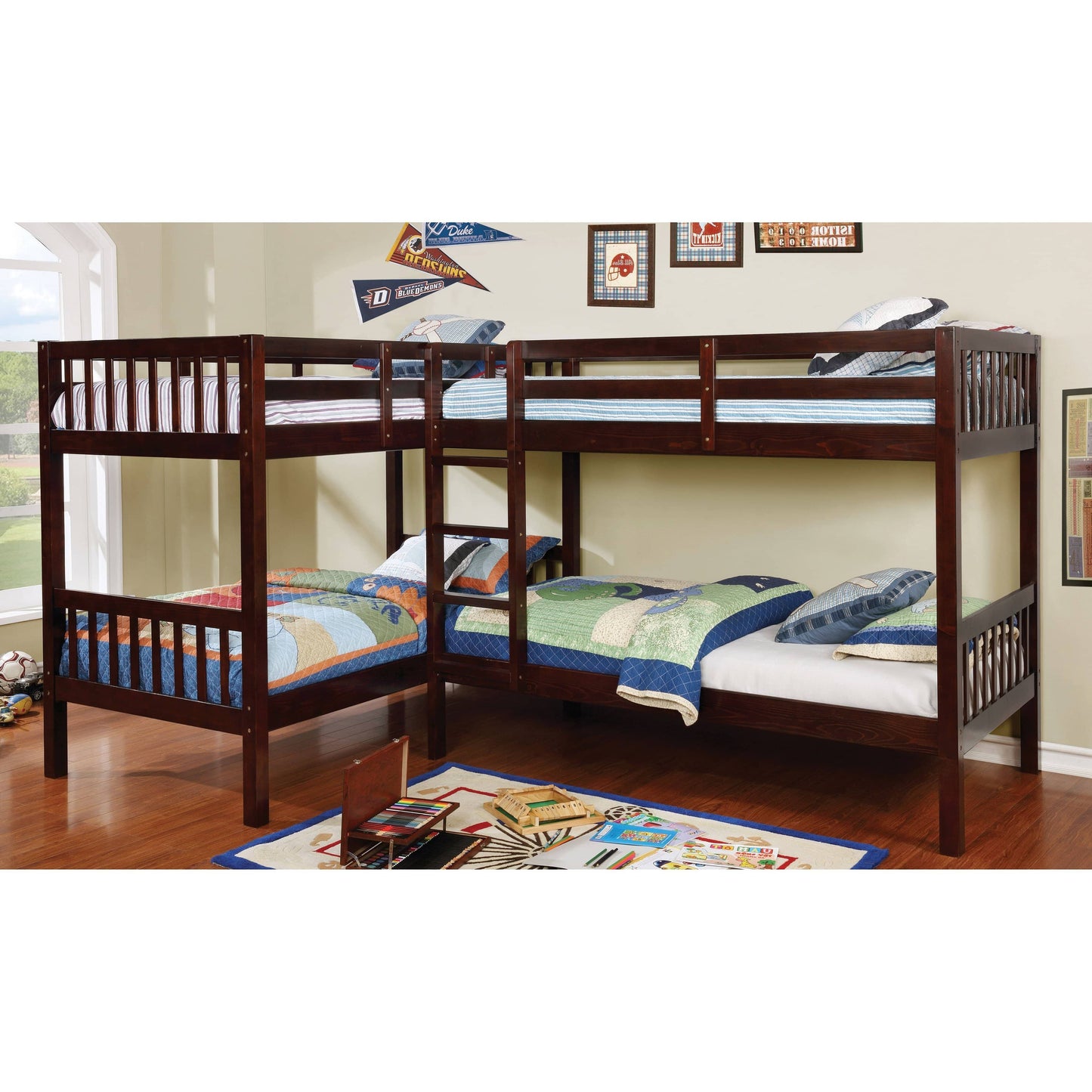 Hannah Cappuccino Corner Quadruple Bunk Bed