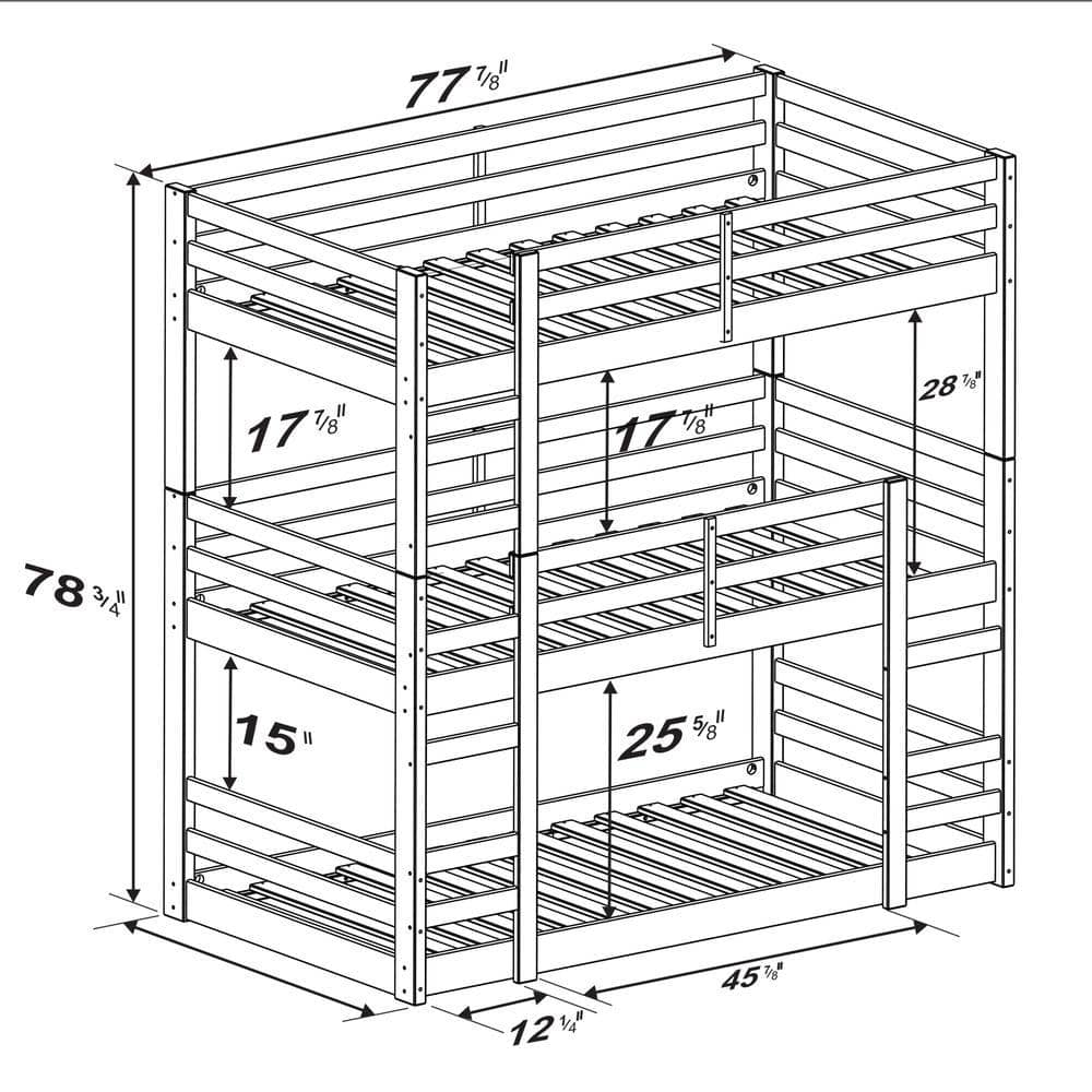 Jocelyn White Triple Bunk Bed