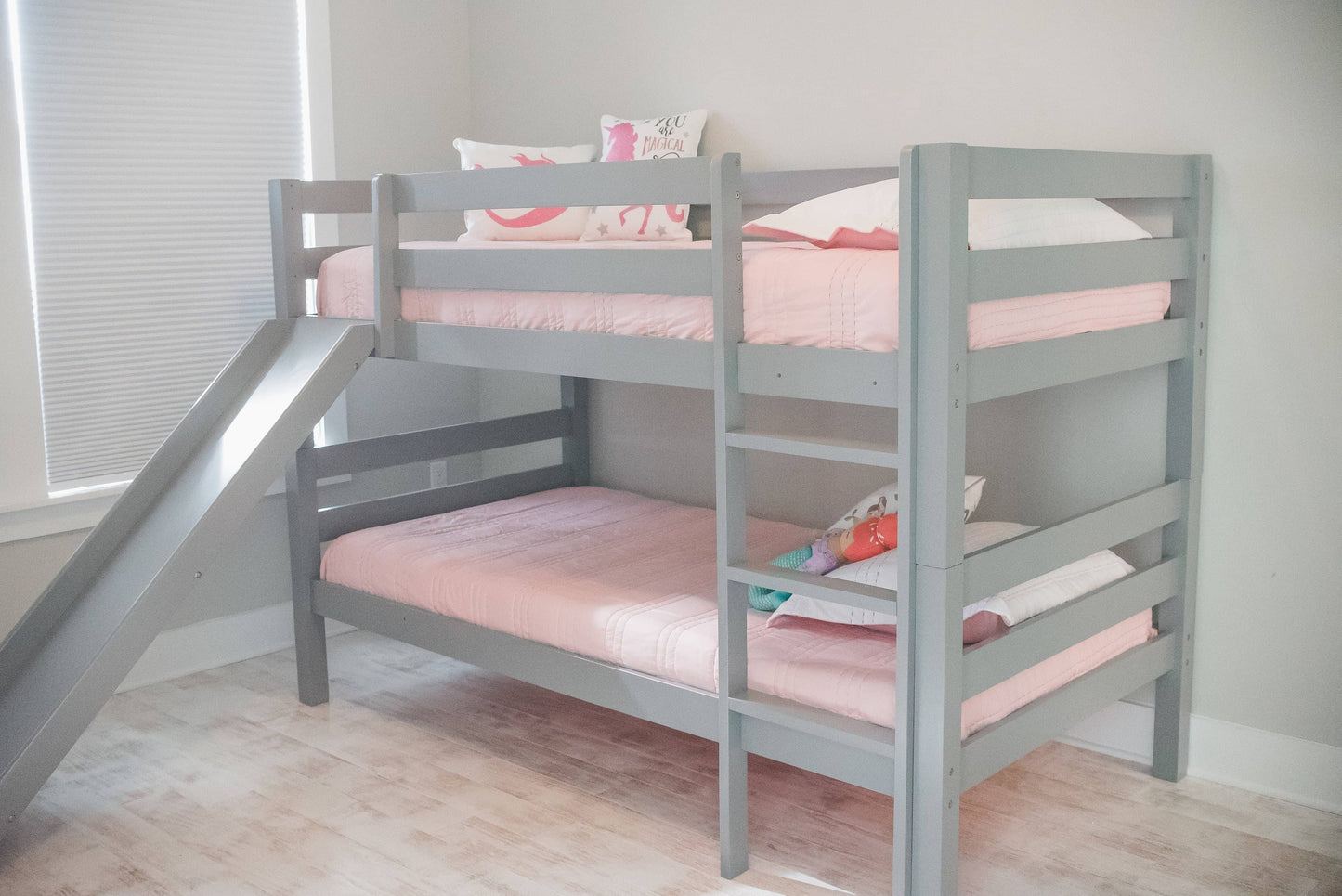 Kinsley Gray Wooden Bunk Bed with Slide