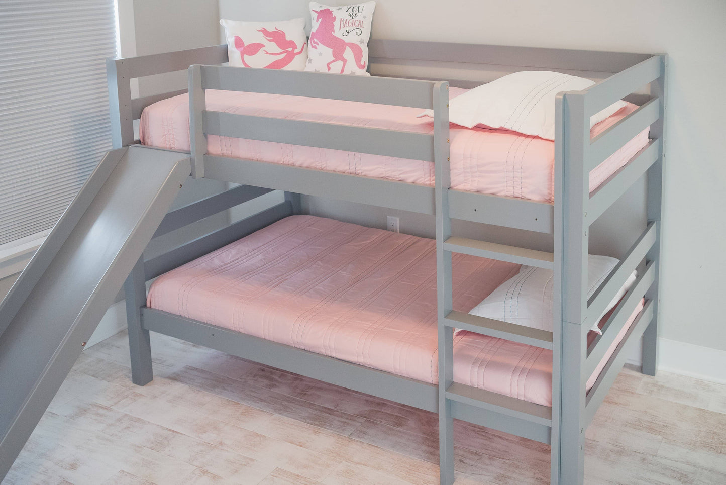 Kinsley Gray Wooden Bunk Bed with Slide