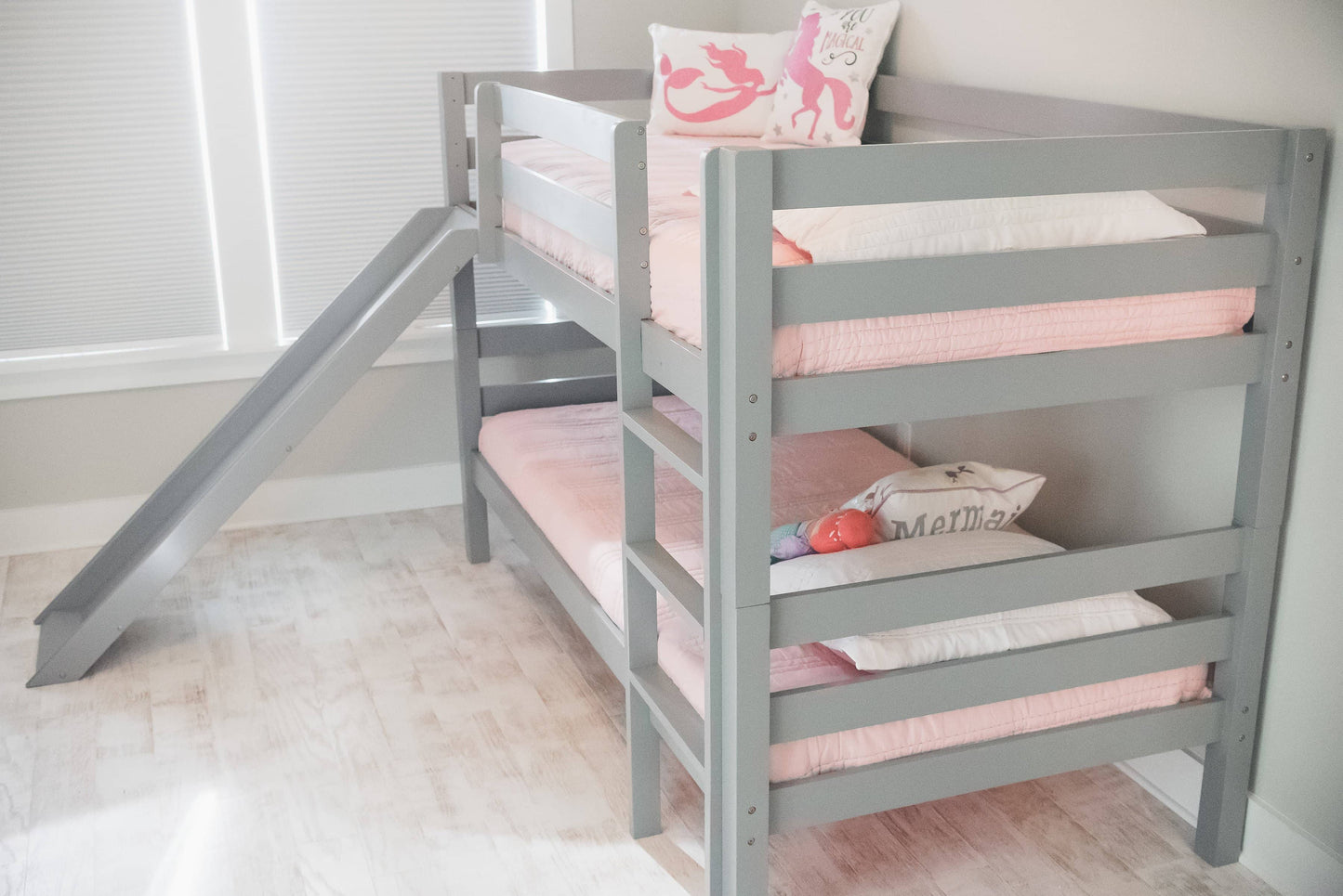 Kinsley Gray Wooden Bunk Bed with Slide