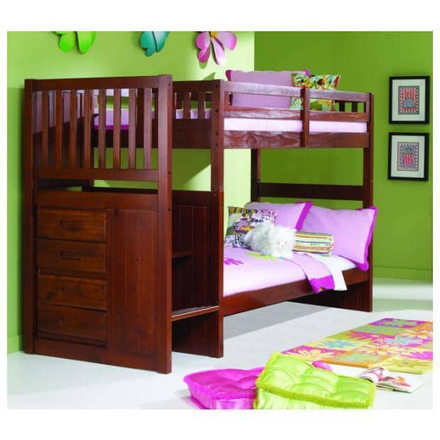Layla Merlot Bunk Bed with Stairs