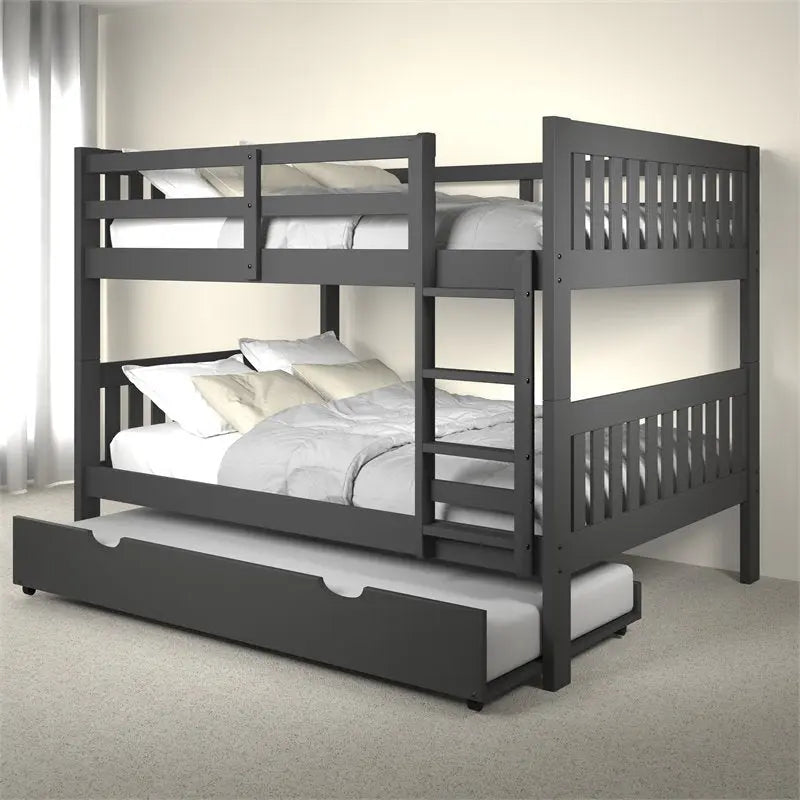 Max Full Bunk Bed with Trundle in Grey