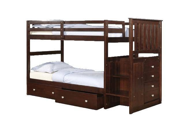Parker Cappuccino Bunkbed with Stairs and Storage