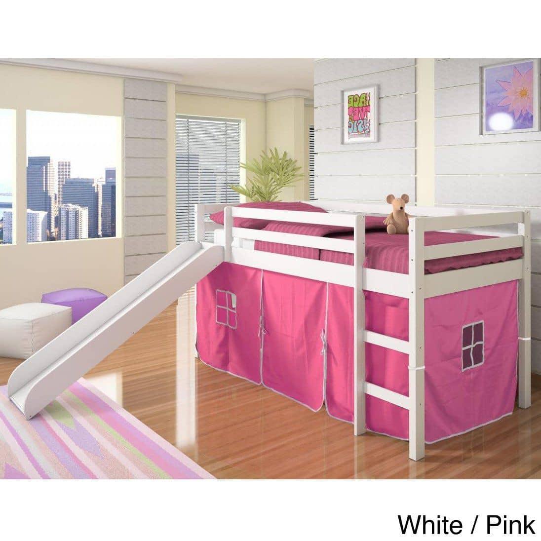Savannah White Loft Bed with Slide