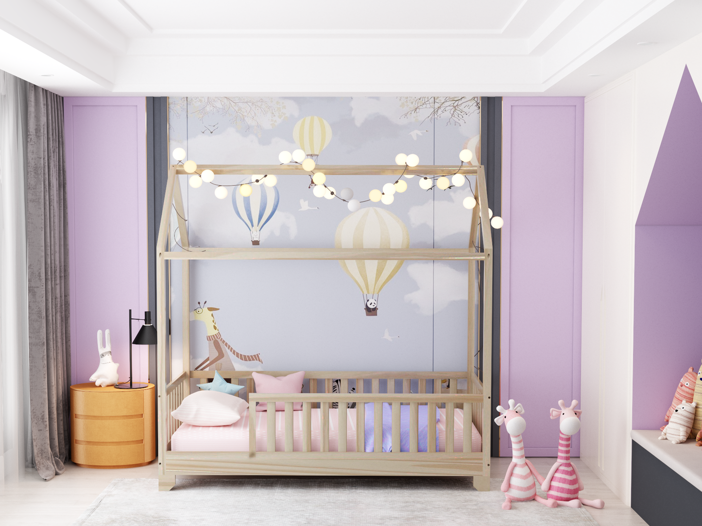 Aiden Toddler House Bed with Rails