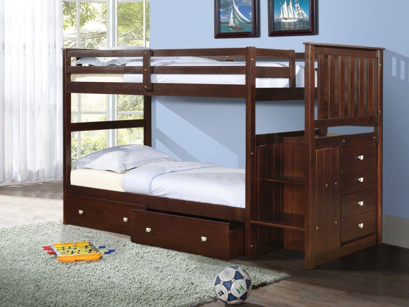 Xander Cappuccino Bunk Bed with Stairs & Storage