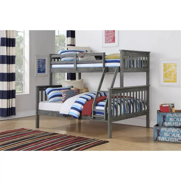 Zoe Twin/Full Gray Bunk Bed with Storage