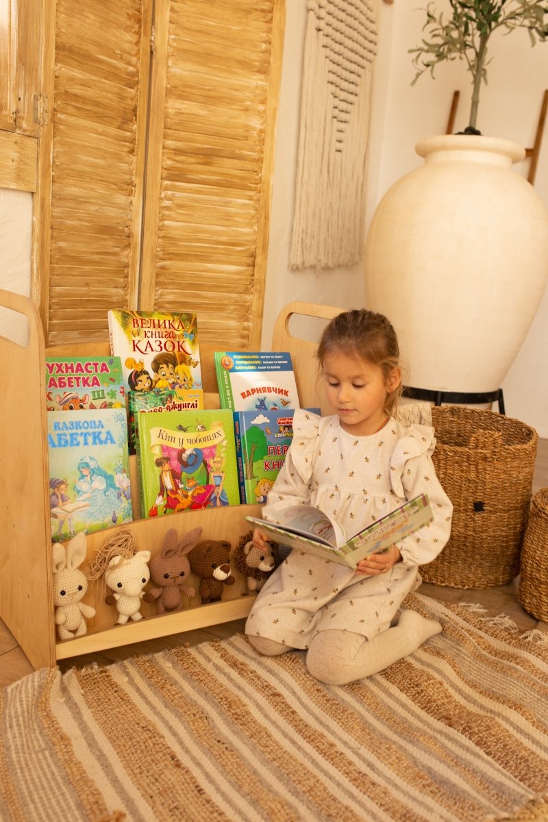 Montessori Wooden Bookshelf – Beige